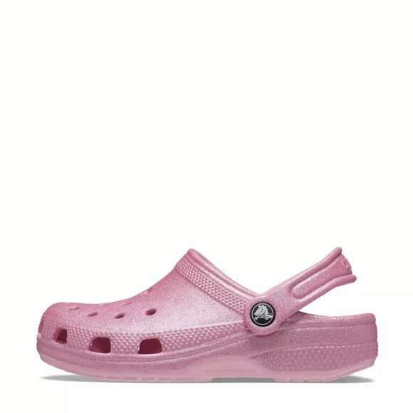 NEW Crocs Sizes C11 - J1 Kids' Classic Glitter Clog - Pink Tweed Glitter - Picture 4 of 7